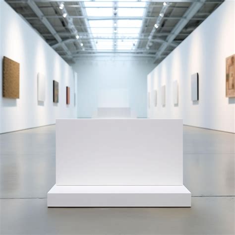 Premium Photo | A white display in a museum with paintings on the wall