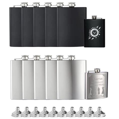 10 Packs 8oz Stainless Steel Hip Flask For Laser Engraving And Marking