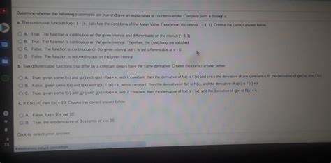 Solved Determine Whether The Following Statements Are True Chegg