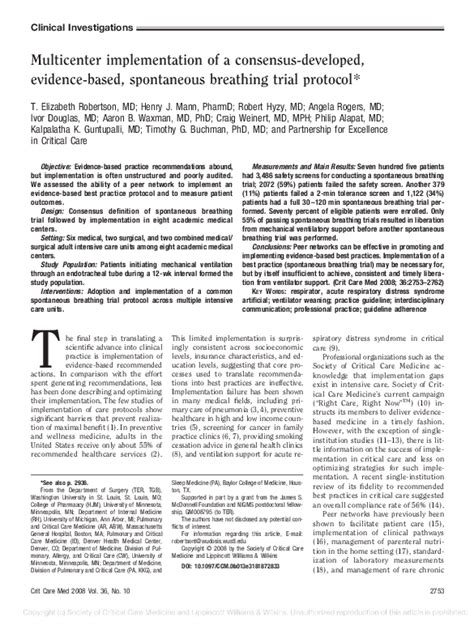 (PDF) Multicenter implementation of a consensus-developed, evidence-based, spontaneous breathing ...