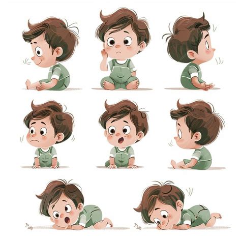 Desenho Bebe 3 Meses - Ilustração um bebê de 3 meses de idade várias poses 100 wh | vetor ...