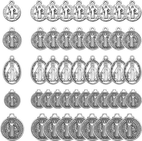 100Pcs 5Styles Catholic Virgin Mary Oval Miraculous Medal Charms