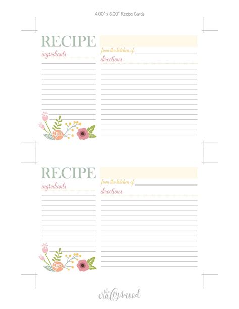 Floral Recipe Card Printable Digital File - Etsy