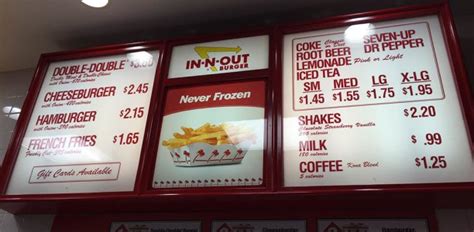 In N Out Menu Prices