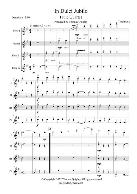 In Dulci Jubilo Arr Thomas Quigley By Traditional Sheet Music For