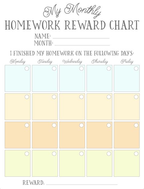 Homework Reward Charts Free Printables Live Craft Eat