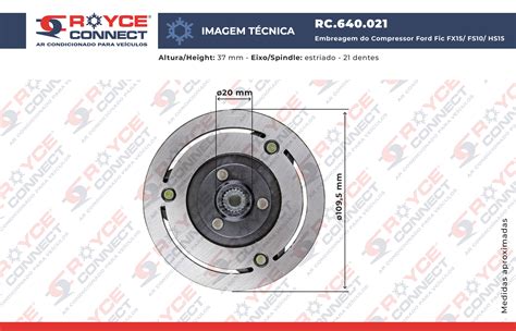 Embreagem Do Compressor Fic Ford FX15 FS10 HS15 Espelho Eixo