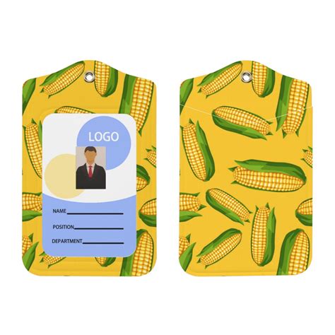 Fresh Ripe Corn Cobs Pattern Id Card Badge Leather Holder Case