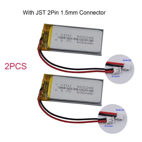 2pcs 3 7V 600mAh 2 22Wh Polymer Li LiPo Battery 602248 JST 2Pin 1 5mm