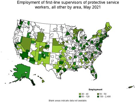 Map Of Employment Of First Line Supervisors Of Protective Service