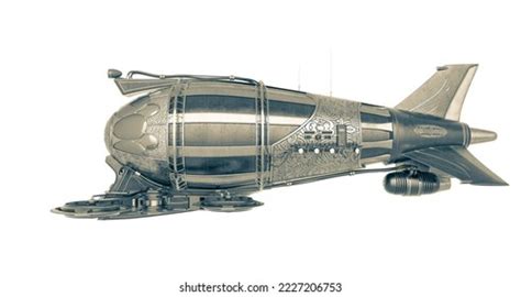 Steam Punk Airship White Background Side Stock Illustration