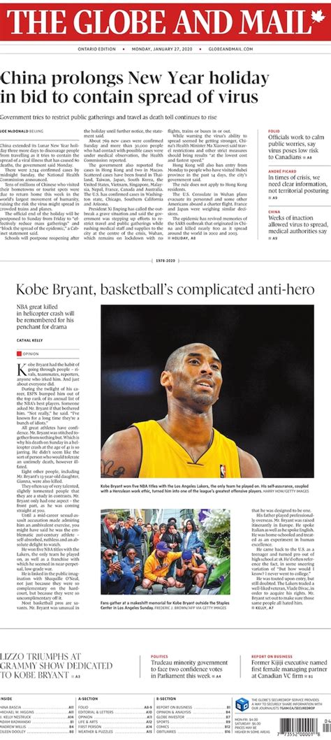 Le Prime Pagine Internazionali Sulla Morte Di Kobe Bryant Il Post