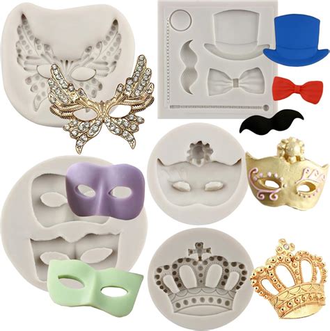 Amazon Whaline Pcs Mardi Gras Fondant Molds Masquerade Mask Fleur