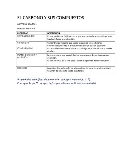 EL Carbono Y SUS Compuestos Actividad 1 EL CARBONO Y SUS COMPUESTOS