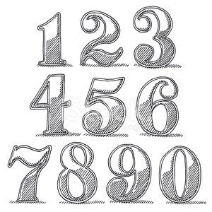 Vintage Style Numbers Drawing Stock Vector | Royalty-Free | FreeImages