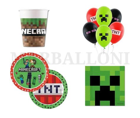 Minecraft Party Supplies Party Decor Party Favor Tableware Balloons Napkins Plates Table Cover