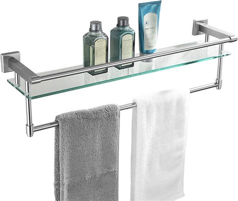 Bathroom Towel Bar With Glass Shelf Delta Bath Exten20 Vbr 18 Double Towel Bar W Glass Shelf