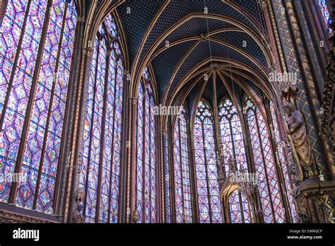 Completely Restored Stained Glass Windows At Sainte Chapelle Holy