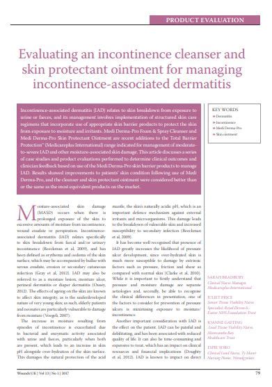 Evaluating An Incontinence Cleanser And Skin Protectant Ointment For Managing Incontinence