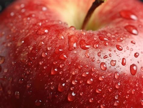 Premium AI Image A Close Up Of A Red Apple With Water Drops On It