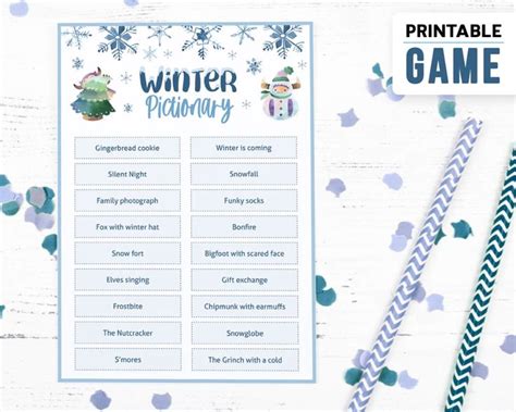 Winter Games Bundle Charades Pictionary Wintertime Etsy Christmas