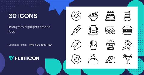 Instagram Highlights Stories Food Icon Pack Lineal 30 Svg Icons