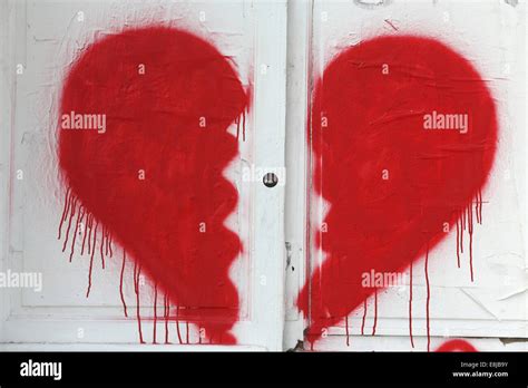 Broken heart painting Stock Photo - Alamy