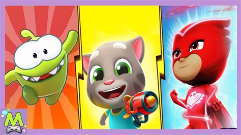 Talking Tom Blast Park vs PJ Masks Power Heroes vs Om Nom Parkour Том