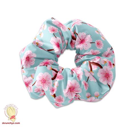 Japanese Pink Sakura Scrunchie Hair Tie Cherry Blossom Hair Bow Ribbon