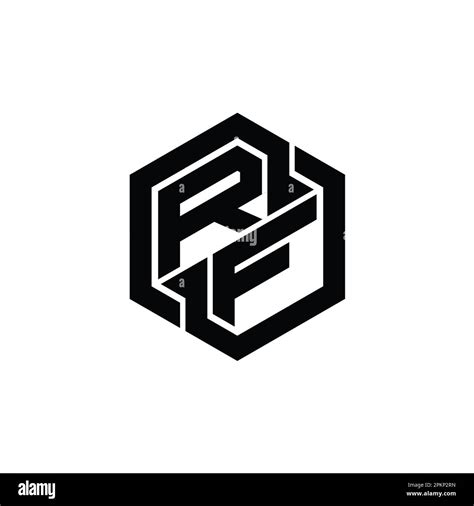 Rf Logo Monogram Gaming With Hexagon Geometric Shape Design Template