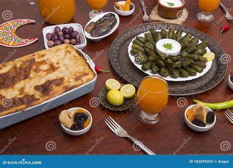 Ramadan Cuisine Table With Egyptian Food For Iftar Stock Image