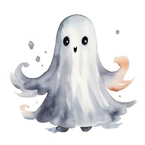 Aquarela M O Desenhada Linda Ilustra O De Fantasma De Halloween Png