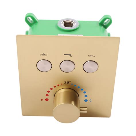 3 Way Golden Concealed Thermostatic Shower Diverter Valve Bathroom