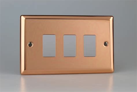 Varilight Urban Polished Copper 3 Gang PowerGrid Plate Including Yoke