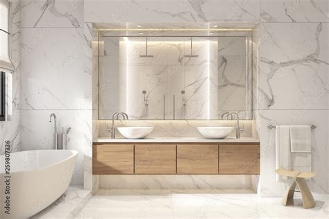 3d rendering of a modern white marble bathroom Stock Illustration ...