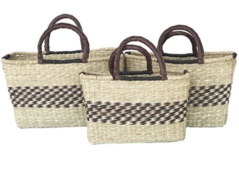 Handwoven Rectangle Seagrass Basket With Handles Set Of 3 Best Home Products