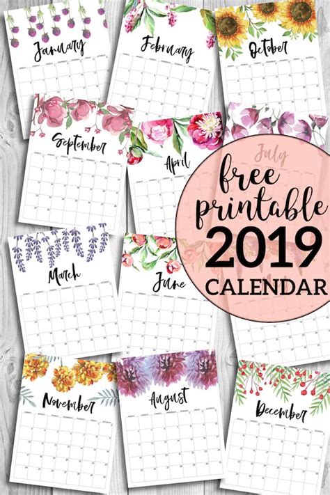 Free Printable Calendar 2019 Floral Resume Samples