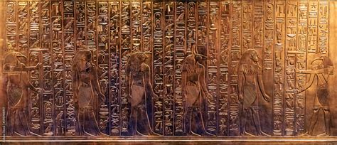 Bas relief with ancient egyptian gods from Tutankhamun tomb Stock Photo ...