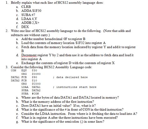 Briefly Explain What Each Line Of Hcs Assembly Chegg