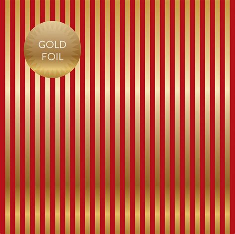 Gold Foil Stripe Dark Red 12x12 Dots And Stripes Cardstock The