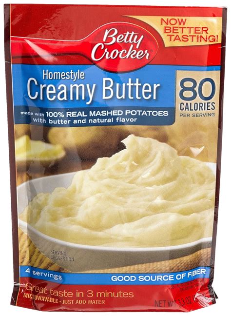 Betty Crocker Mashed Potatoes Creamy Butter 80 Calories 33 Ounce Pouch Pack Of