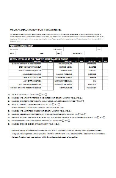 Free 50 Medical Declaration Forms Download How To Create Guide Tips