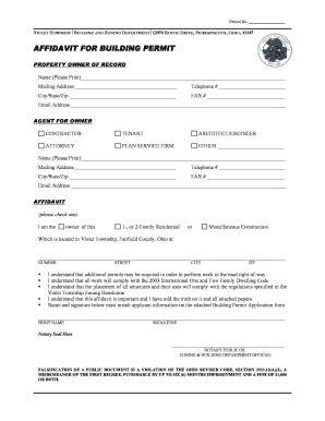 Fillable Online Homeowner Permit Affidavit Violet Township Fax Email