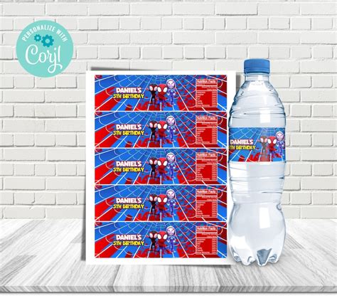 Spidey And His Amazing Friends Water Bottle Label Editable Etsy