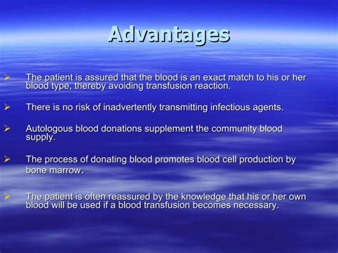 Autologous Blood Donation And Transfusion Ppt