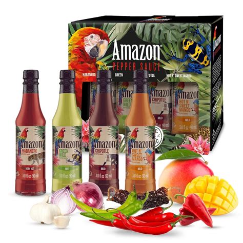 Amazon Amazon Hot Sauce Gift Pack Habanero Chipotle Green Mango Flavors 3 Oz Each