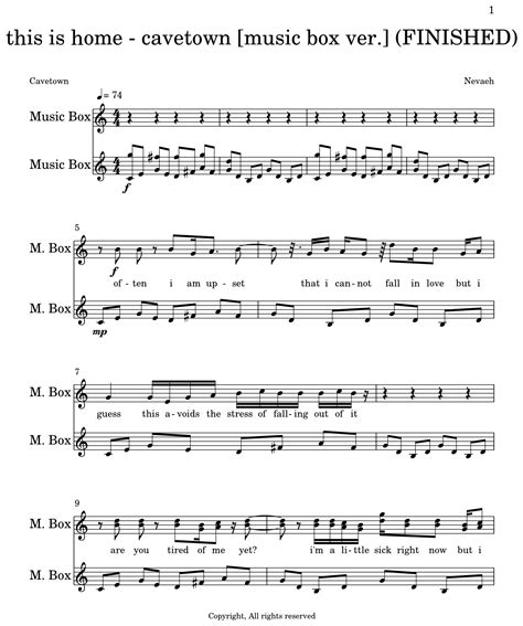 this is home - cavetown [music box ver.] (FINISHED) - Sheet music for Music Box