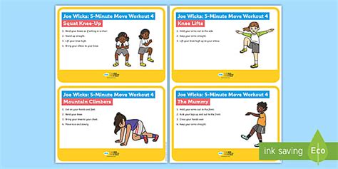 Free Joe Wicks Minute Move Workout Cards Twinkl