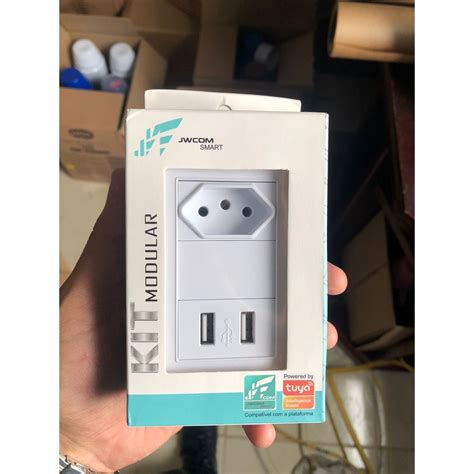 Tomada De Parede 2 Entradas Usb Bivolt Jwcom Modelo Luxo Sem