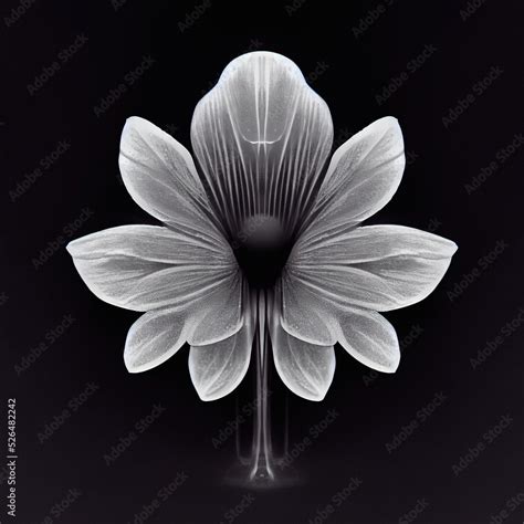 Abstract Illustration Of A Flower In X Ray Style Isolated On Black